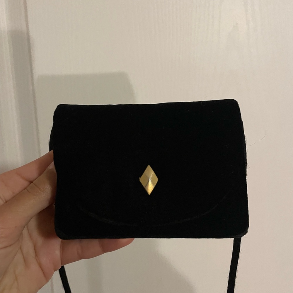 Elegant Black Velvet Crossbody Bag